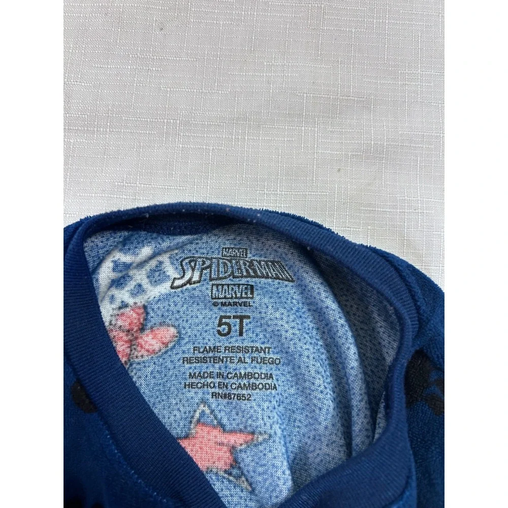 Marvel Spider-Man Footed Pajamas 5T Blue Fleece Zip Up Sleeper Kids